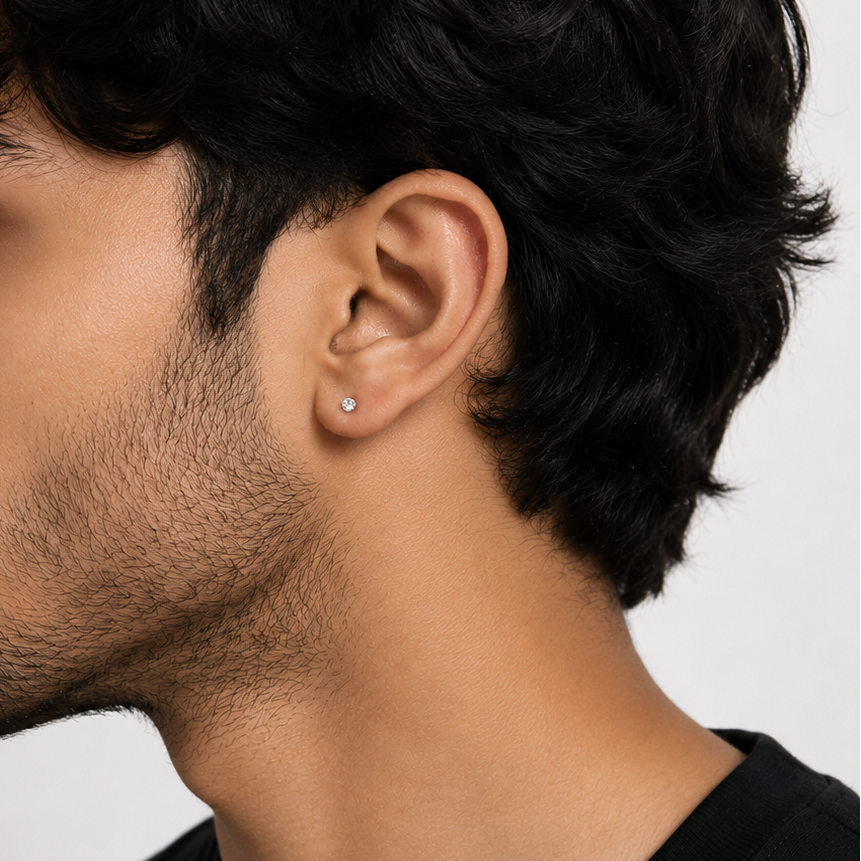 Magnetic Ear Studs-White.