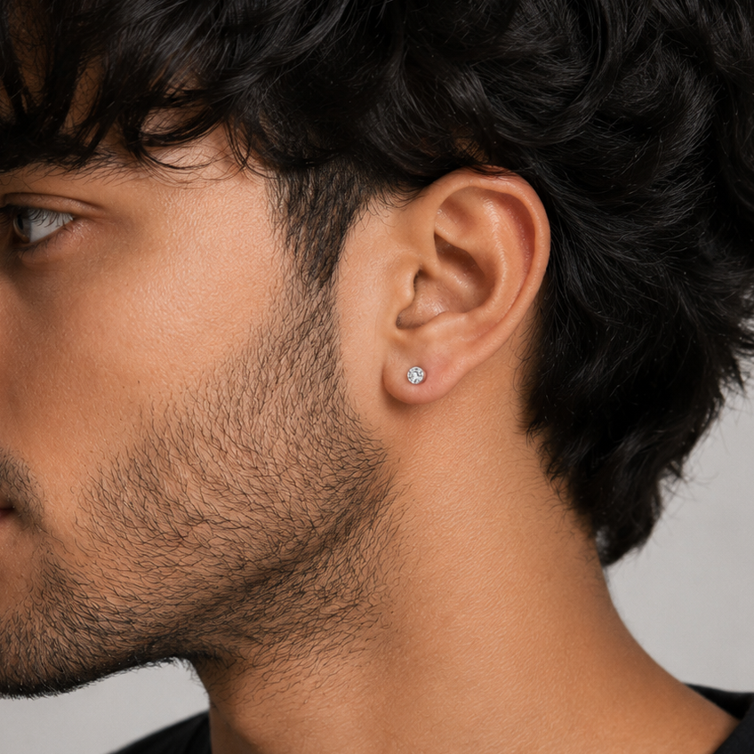 Magnetic Ear Studs-White.