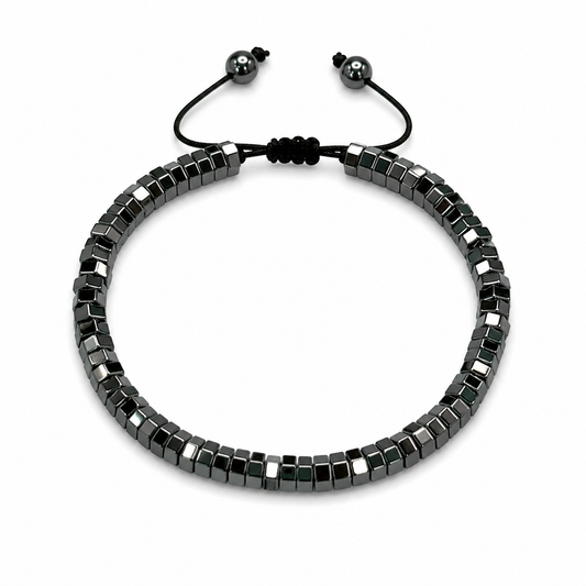Hematite Pentagon Bead Brcelet-Black&Silver