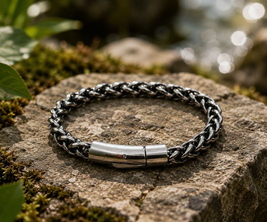 Prince Of Wales Chain Bracelet-Charcoal Silver